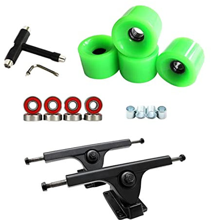 pistro C-Typ Skateboard-Trucks 17,8 cm Lager, Longboard-Rad-Roller, T-Werkzeug, Standard mit Grundplatten, passend für Old School oder New School Skateboards – Grün