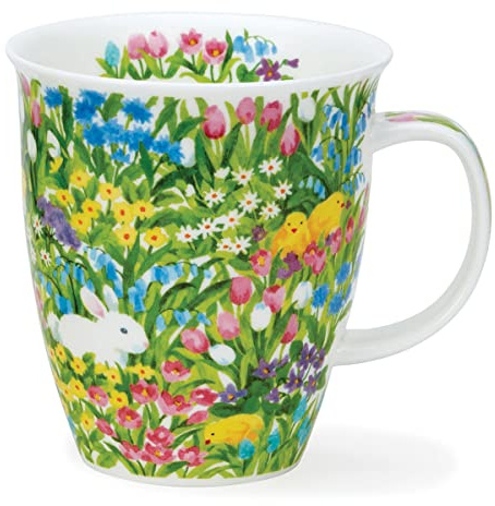 Dunoon Nevis Mug en porcelaine fine Motif lapin ou agneau avec fleurs printanières 0,48 l
