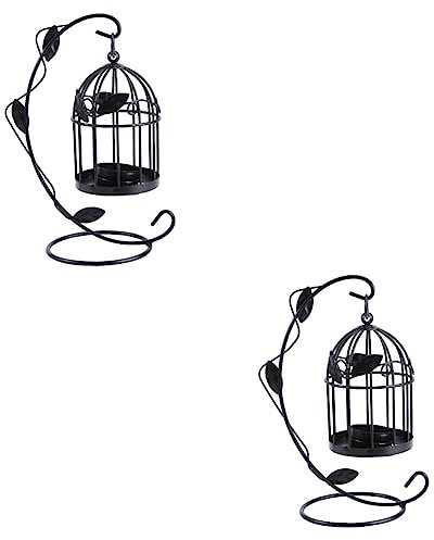DOITOOL 2stücke Hängender Kerzenhalter Im Vogelkäfig-design Dekorative Tischlampe Für Zuhause Schlafzimmer Und Hochzeiten Muster Stilvolle Wohnaccessoires