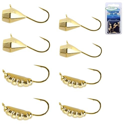 Goture Eisangel-Jigs, Wolfram-Eisangelköder für Panfish, Crappie, Sonnenfisch, Barsch, Zander, Hecht, Bluegill, Sonnenfisch, Wolfram-Jig, Eis-Angel-Set, Crappie Jig Ice Jigging Köder
