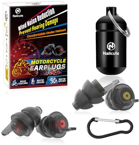 Naiicute Tapón oído Moto 2 pares, Reducción del ruido del viento y El tráfico sigue siendo audible, Protección auditiva para motociclistas, carreras y giras, Evita daños auditivos, reutilizables