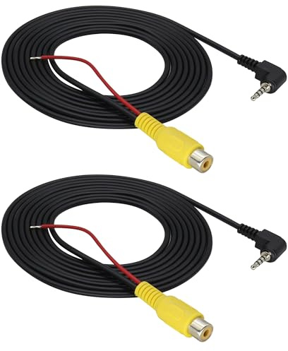 HCFeng 2.5mm to RCA Cable 2.5mm AV-in Male[4 Pole] to RCA Female Cable with Trigger for GPS Tablet Car Camcorder Reverse Backup Rear View Camera[2.4M/7.8ft][2pack]