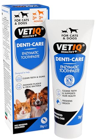 VETIQ Denti-Care - Dentifricio enzimatico per gatti dai 3 mesi e cani dai 2 mesi in su, progettato per aiutare a pulire i denti, sostenere la salute delle gengive e rinfrescare l'alito, 70 g