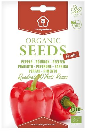 Peperone Quadrato D'Asti Rosso, Semi Biologici Certificati Minigarden, include tra 60 e 40 semi
