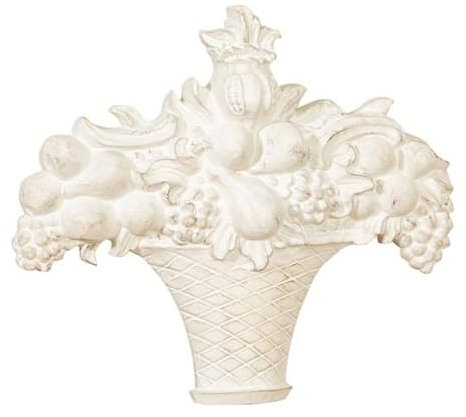 Biscottini - Frigio - Cesta de fruta de madera con acabado blanco envejecido, fabricada en Italia - 38 x 7 x 40 cm (largo x ancho x alto) - frutero - acabado blanco antiguo - madera - Made in Italy