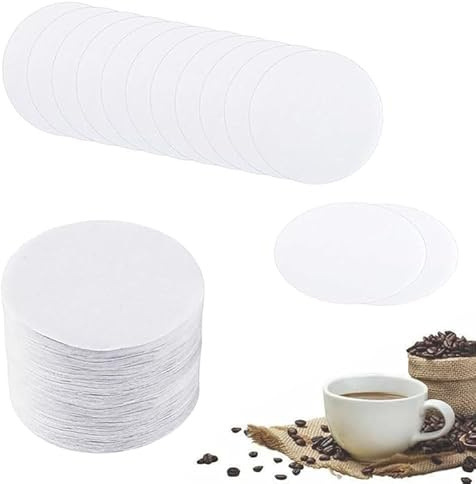 600PCS Unbleached Natural Paper, 6.4x6.4 cm Natural Round Filter Papers, Coffee Filters Round Replacement Compatible with Aerobie Aeropress Coffee and Espresso Makers - (White)