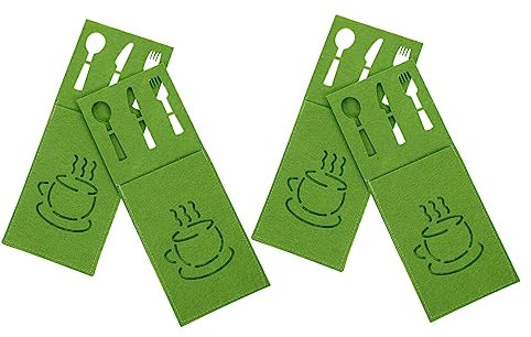 LABRIMP 4 Stück Quadratische Bestecktaschen Wiederverwendbare Geschirrtaschen Weihnachtliche Besteckhüllen Waschbar