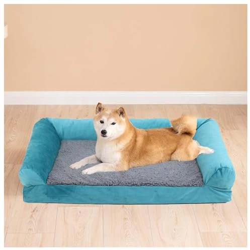 SJWJWOO Hundekissen Mittelgroße Hunde mit DREI erhöhte Ränder, Hunde Bett rutschfeste Unterseite, Bezug abnehmbar waschbar, Hundematratze,XL