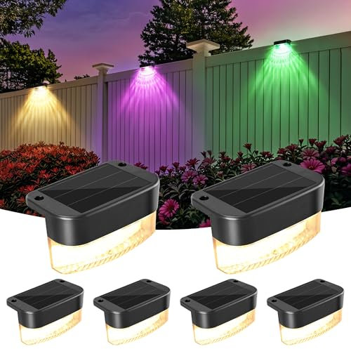 BrizLabs Luces Solares Exteriores, Pack de 6 Luz Solar Jardin Decoracion 11 Modos Lámpara Solare Exterior Impermeable Iluminación LED Solar para Patio Terraza Escaleras, Blanco Cálido Cambio de Color