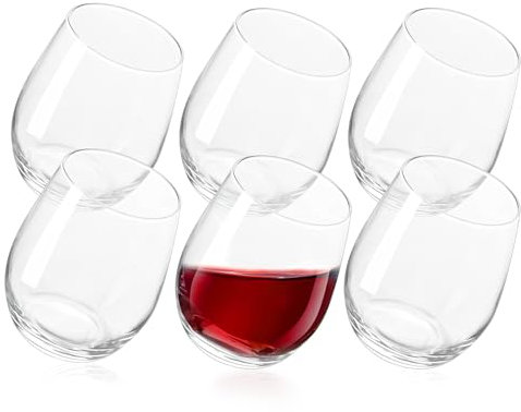 Ausune 6 copas de vino sin tallo de 450 ml, copas de vino para rojo, blanco