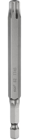 sourcing map TT45 - Broca de destornillador de cabeza Torx de seguridad de 100 mm de largo, vástago hexagonal magnético a prueba de manipulaciones, 6 puntos, punta de agujero de acero, herramientas