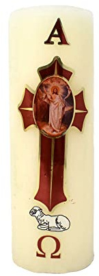 Cirio Pascual Paschal Candle – (6 inches - Regular / 1/4 Kilo) 100% Wax Religious with Alpha & Omega Symbol – Jesus Christ Church Candle for Holy Saturday Vigil, Resurrection & Worship