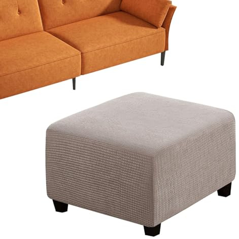 Hocker Husse 35x35 40x40 45x45 50x50 55x55 60x60 65x65, 70x70 75x75 80x80 85x85 90x90 95x95 100x100 105x105 110x110cm Quadratisch Ottomane Hocker-Bezug Überzug Hocker Protector Waschbar(Taupe,L(57-66c