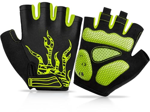 BTNEEU Guantes Ciclismo Medio Dedo Guantes MTB Cortos, Guantes Ciclismo Verano Guantes MTB Gel Antideslizante Transpirable, Guantes Bicicleta Montaña Carretera para Hombre y Mujer