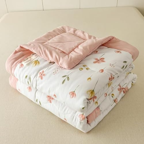 Hiseng Serie di Fiori Estivo Piumino Matrimoniale, Microfibra Morbido Trapunta Matrimoniale, Leggero Piumone Letto Singolo per Tutte le Stagioni (primavera,180 cm x 200 cm)