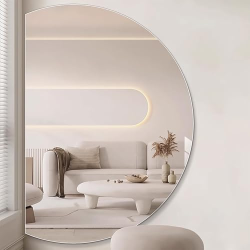 Zhoudong Specchio da ingresso a mezza luna, specchio da bagno con luce a 3 colori, dimmerabile, anti-appannamento, grande illuminazione retroilluminata, decorazione per la casa 47/51 (taglio sinistro