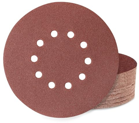 Huopueit 40 Pièces Disque Abrasif 225 mm 10 Trous Grain 60 Papier Disque Poncage pour Cloisons Sèches Ponceuse Girafe