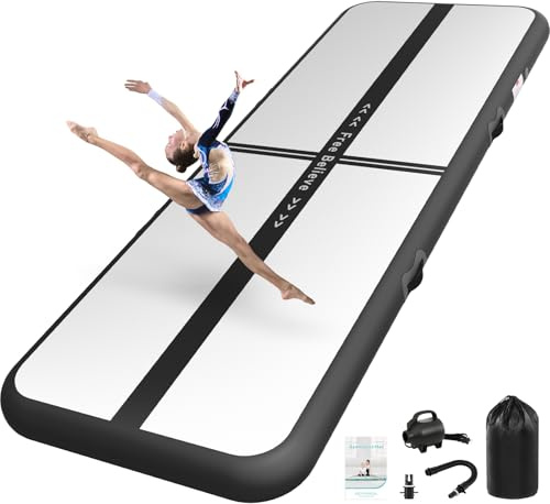 Sportbob Airtrack Matte 3/4/5/6/7m Länge, 10/15cm Dicke mit Luftpumpe | Sichere Landungen mit 10/15cm Dicke | 600W-Pumpe, Blitz-Aufbau | Fitness, Turnen | Drinnen & Draußen | Strapazierfähig