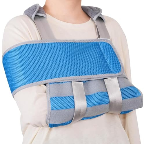 FAMJOALE Erwachsene Armschlinge Blau, atmungsaktiv mit Brustgurt, universell für linken und rechten Arm, Armstütze für Verletzungen