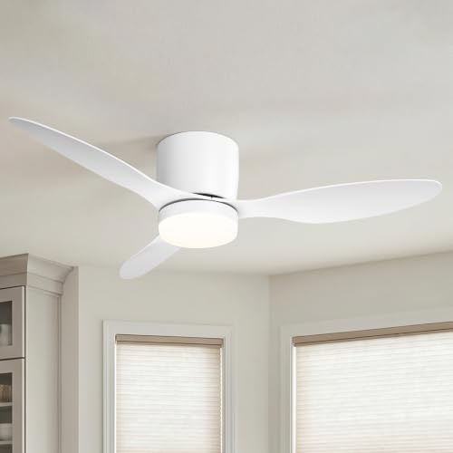 Parrot Uncle Ventilador de Techo ABS con Luz LED 35W, Mando a Distancia, 6 Velocidades, Ultra silencioso, 3 Aspas 106 cm de Diámetro, Función Verano-Invierno, Temporizador, Blanco
