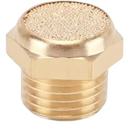 All-Brass Pneumatic Silencer, BSL Solenoid Valve Flat-Head Throttle Muffler, Noise Reduction, 2/4 Packs, Sizes: M5, 1/8, 1/4, 3/8, 1/2, 3/4, 1 2pcs 1/8