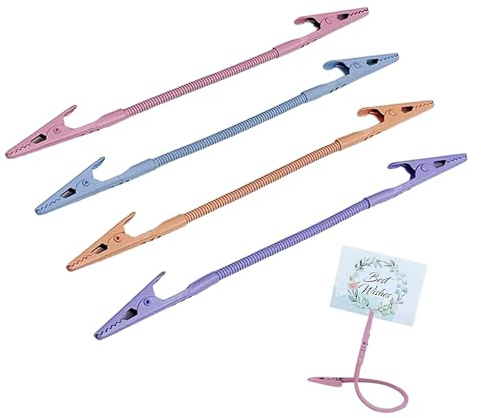 TUKEVA 4 Stück Metalldraht Krokodilklemmen 18 cm Doppelkopf Krokodilklemmen Metall-Foto-Klammern DIY Memo-Notiz-Clips krokodilklemme Foto für Karte , DIY,Hochzeit Geburtstag Party Tischdeko (Bunt)