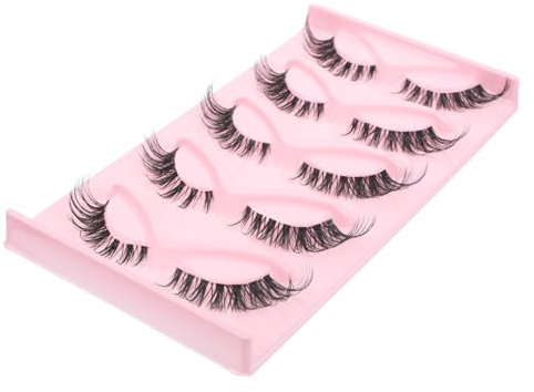 TOVINANNA 5 Pairs Fake Lash Strips Lightweight Classic Eyelashes for Daily Makeup and Stage Use Comfortable Curved Artificial Lashes for Natural Cat Eye Look