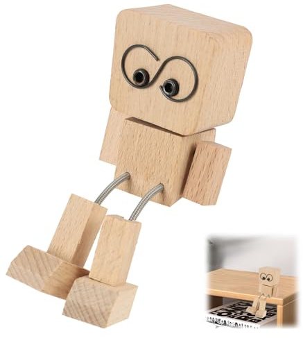 sofun Wackelnder Holzmann Auto – Schüttelmann aus Holz, handgefertigte Wackelfigur als Armaturenbrett-Deko & Schreibtischfigur, ideal für Autofahrer & Geschenk
