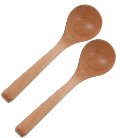 Toyvian 2piezas Cuchara Sopera De Madera Japonesa Cuchara Para Fideos y Gachas Utensilios De Cocina Mango Para Remover Sopa y Puré De Frutas