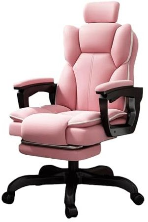 Ergonomisk kontorsstol, vilstol med hög rygg, fotstöd och armstöd, skrivbordsstol med latexkudde