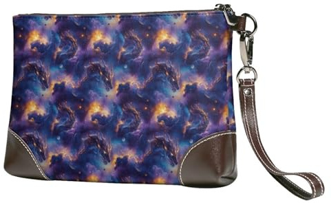 Petit sac à main pour femme – Portefeuille portable en cuir avec dragonne et imprimé dragon violet