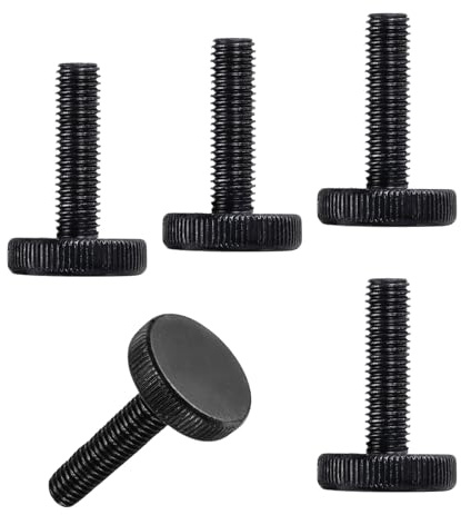 QUARKZMAN 5Pcs Tornillos Moleteados, M10 X 45mm con Cabeza Plana de Acero Negro Perno Métricos con Pomo de Agarre para Apriete Manual Herramienta de Reparación