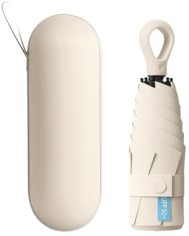 BoomCelocity Mini Paraguas Plegable Compacto – Protección UV y Antiviento, con Cubierta Tipo Cápsula, Portátil para Viaje, Unisex Hombres y Mujeres