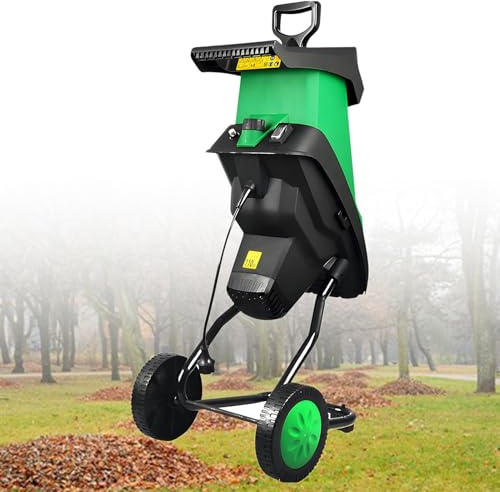 Electric Garden Shredder and Wood Chipper - 50L Collection Bag, Powerful Leaf Mulcher with 40mm Cutting Capacity and Overload Protection for Lawn and Garden Use