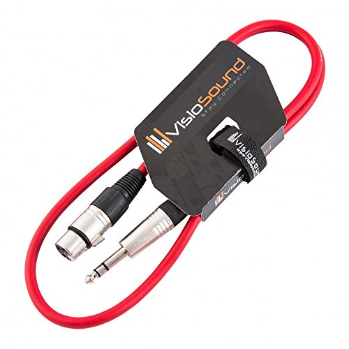 VisioSound Female XLR to 6.35mm Stereo TRS Jack Lead Audio Cable (Red, 1m) | Noiseless OFC Balanced Signal, Audio, Patch Cable / 10 Colours