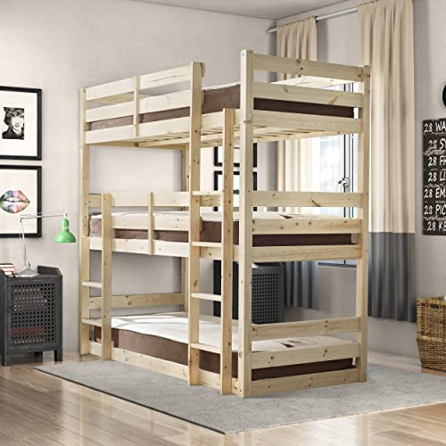 STRICTLY BEDS&BUNKS Triad Triple Sleeper with Side Ladder, 3ft Single