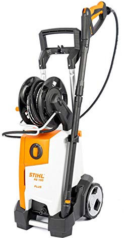 Stihl RE 130 PLUS Pressure Washer mit 135 bar, Aluminium-Pumpenkopf, kabelgebunden, weiß/schwarz/orange