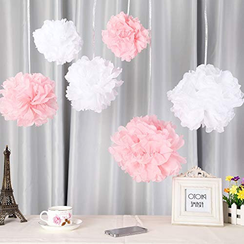 20 Stück Seidenpapier Pompoms weiß rosa Hochzeit Party Deko für Party Hochzeit Deko