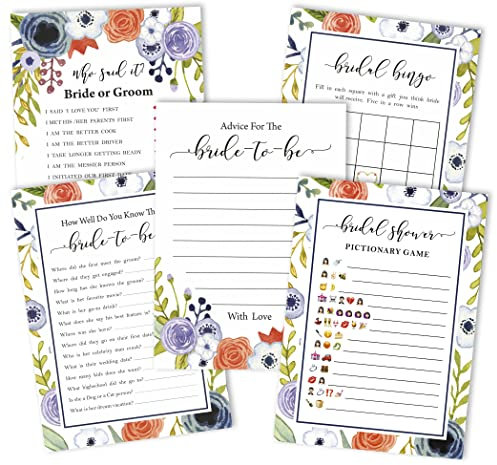 Inkdotpot Junggesellinnenparty Spieleinstellen 5Er Bündel (Aktivitäten Für 50 Gäste) Blumen Themenspaß Brautparty Spiele Eingestellt