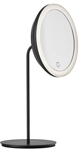 Zone Denmark Kosmetikspiegel mit Vergrößerung und Beleuchtung, Makeup Spiegel, Schminkspiegel mit Beleuchtung, 5-Fache Vergrößerung & 3 Lichtstufen, 18 x 34 cm, Schwarz