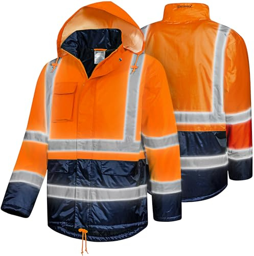 Safetytex Winter Warnschutz Parka - Arbeitsjacke - Warnschutzjacke - Outdoor Warnjacke - wasserdicht & winddicht - fluoreszierend orange - Größe XL