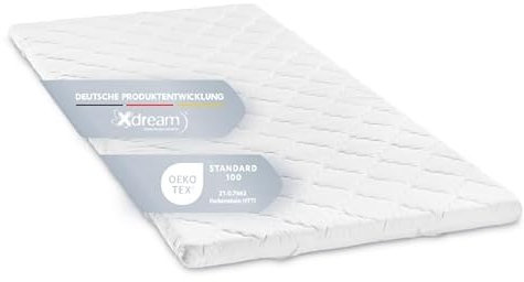 XDREAM Pure Topper | Topper ergonómico con cómodo núcleo de espuma de confort | Cintas para fijación | Certificado Öko-Tex 90 x 200 cm