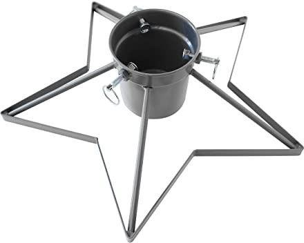 Spetebo Stern Weihnachtsbaum Ständer aus Metall Silber - 49 cm - Christbaum Tannenbaum Halter mit Wassertank