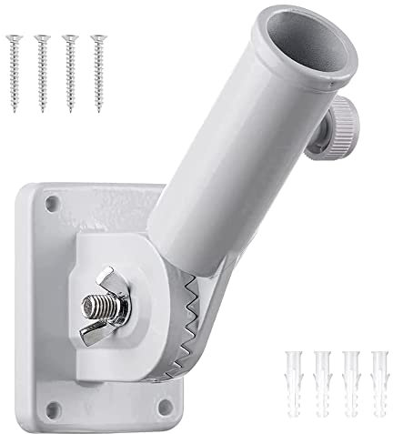 Staffa per Pennone, Montaggio a Parete Regolabile Portabandiera, per la Decorazione Della Bandiera, Bianco