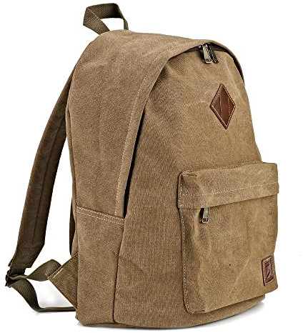 Seemeroad Canvas Vintage Rucksack Ultraleichter und Lässiger Rucksäcke Laptop Daypack Schulrucksack Reiserucksack für Herren Damen (Braun)