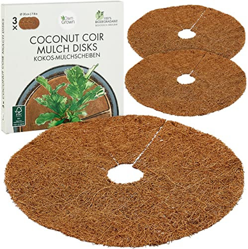 OwnGrown Fibra di Cocco Proteggi Piante per l'inverno: Disco di Cocco 3x20 cm Come Protezione Invernale delle Piante - Piante protette dal Gelo - Piante protette in Vaso Tutto L'Anno