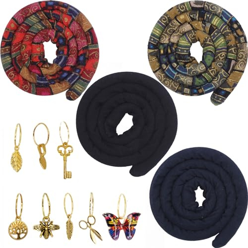 4 Pieces Spiral Lock Hair Tie Dreadlock Hair Tie for Women and Men Braids Dreadlock Accessories Colorful Dread Ties for Braids Loc Thick Curly Hair (Multi)