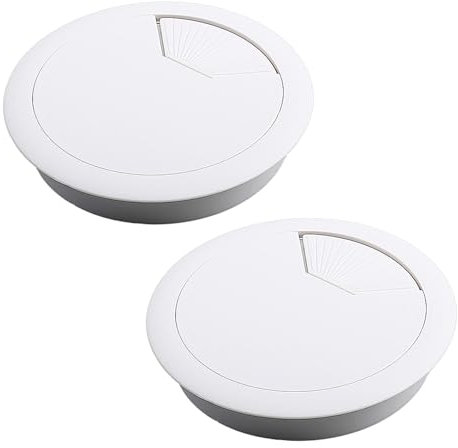 2 Pieces 80mm White Desk Washers, Cut-Out Cable Management Box, Plastic Cable Grommet, Computer Desk Wire Holes, Suitable for Organizing Wires