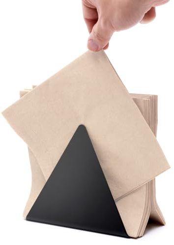 xympo Self-Adjusting Napkin Holder – Compact Black Metal Dispenser for Standard Paper Napkins, Ideal for Kitchen Countertops