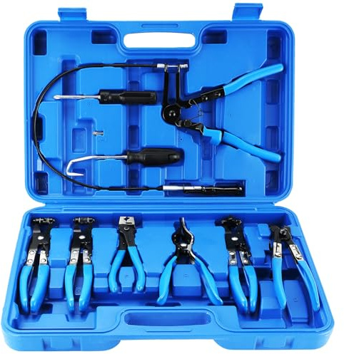 DASBET 9PCS Wire Long Reach Hose Clamp Pliers Set Lockable Hose | Spring Wire Clip Pliers Flexible Fuel Oil Water Hose Auto Tools for Fuel Oil Lines Water Hose Pipe Car Radiator Repair